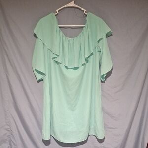 Carole Christian Women's Elegant Mint Green Ruffle Dress Size Large